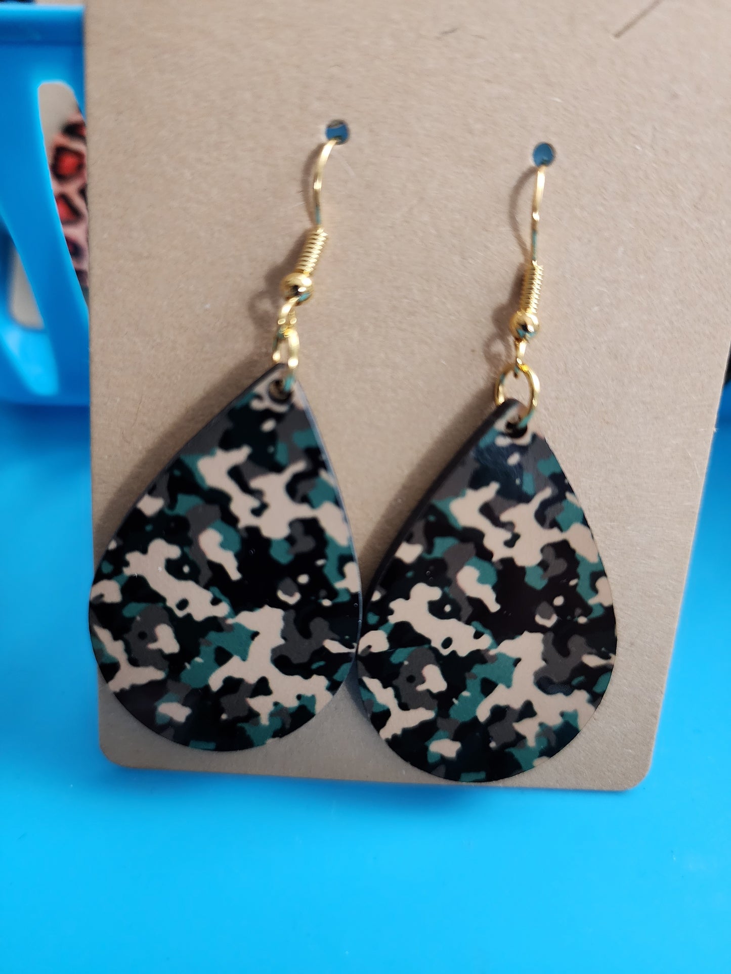 Tear Drop Earrings (Camouflage)