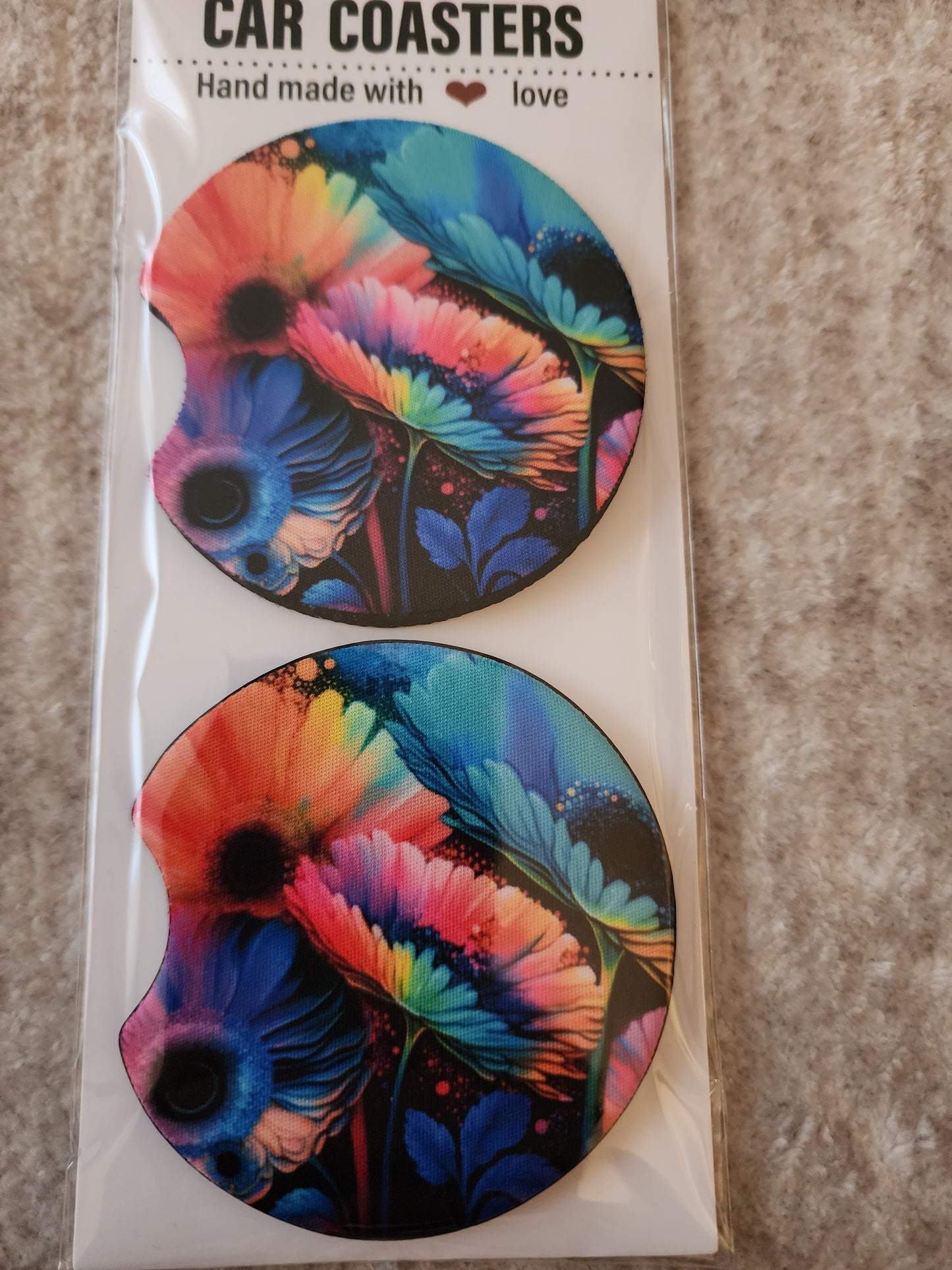 Car Coasters (Floral Design)