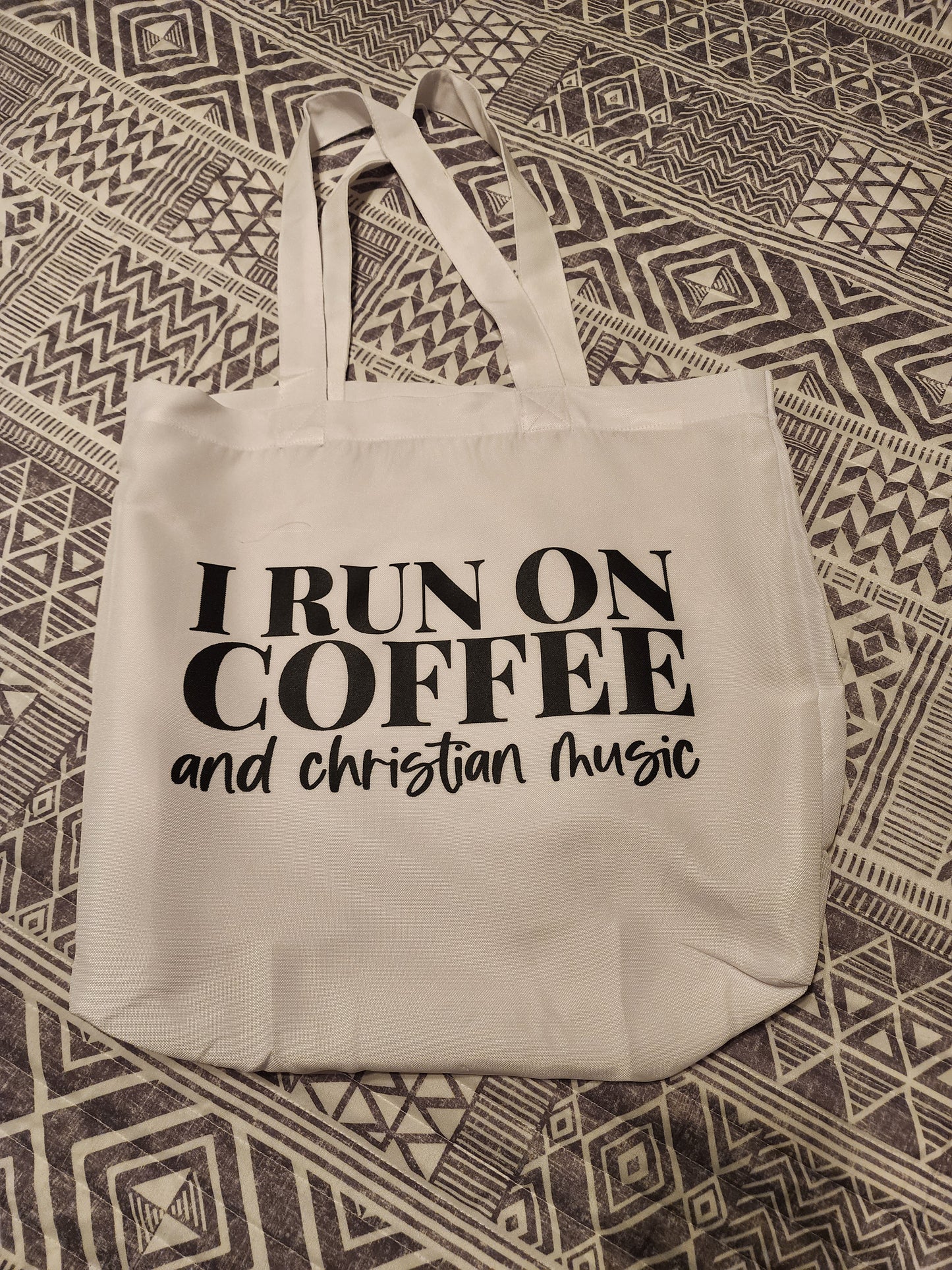 Tote Bag - I Run On Coffee and Christian Music